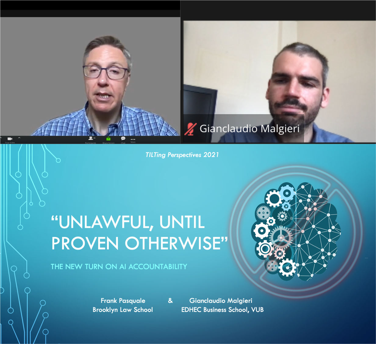 Frank Pasquale & Gianclaudio Malgieri presenting on the new turn on AI Accountability at TILTing Perspectives 2021