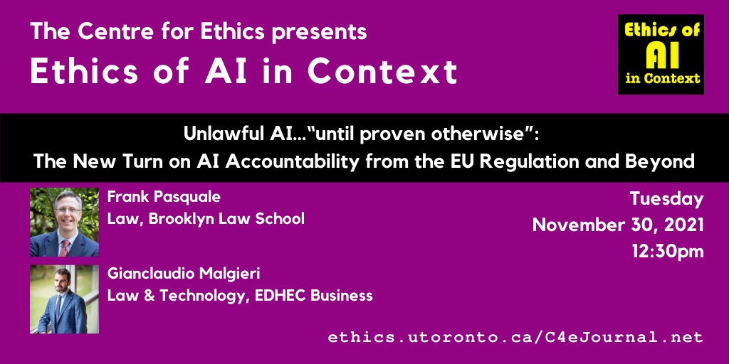 Frank Pasquale & Gianclaudio Malgieri will talk at the Toronto University “Center for Ethics”