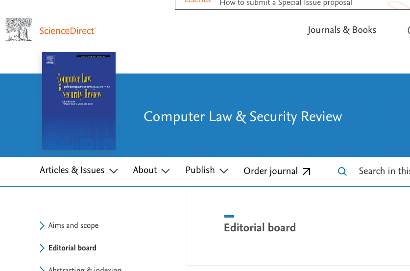 Malgieri was appointed as an Associate Editor of “Computer, Law and Security Review” (Elsevier)