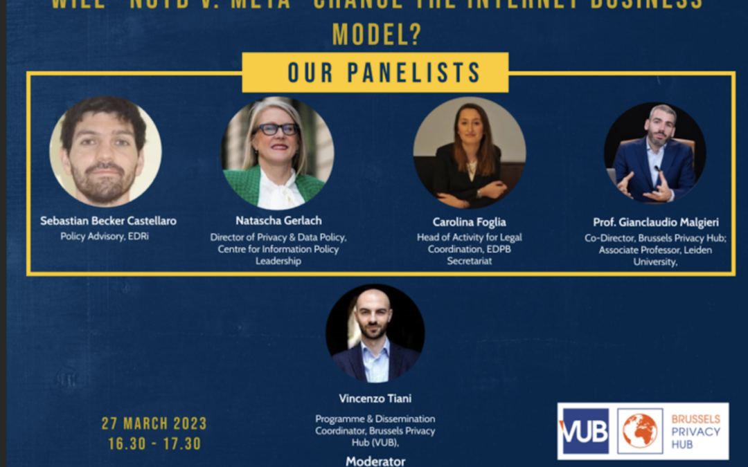 “Will Noyb v. Meta change the Internet business model?”, Brussels Privacy Hub event with Malgieri, Gerlach, EDPB and EDRi